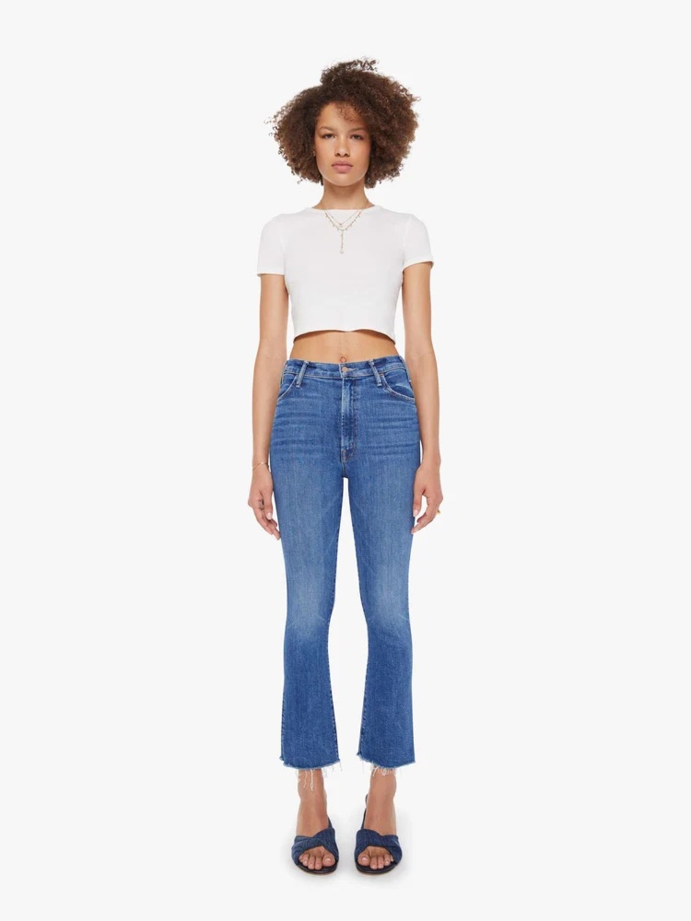 MOTHER the hustler fray jeans in grasping at straws